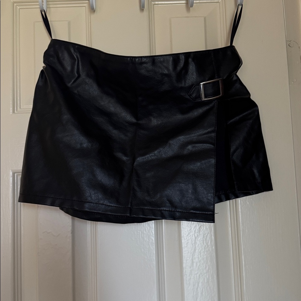 Black Faux Leather Mini Skirt